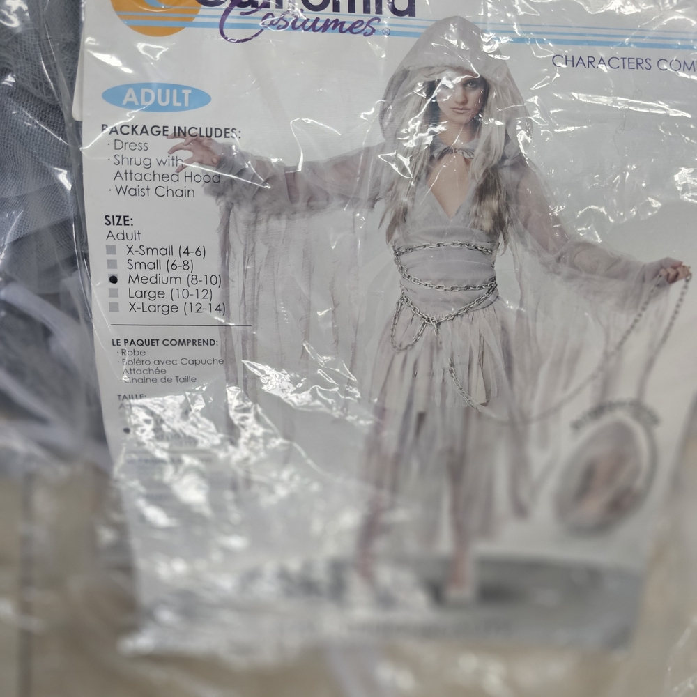 Haunting Beauty Silver Hooded Ensemble with Chains